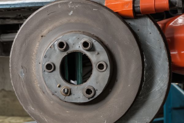 Severely worn brake rotors before service